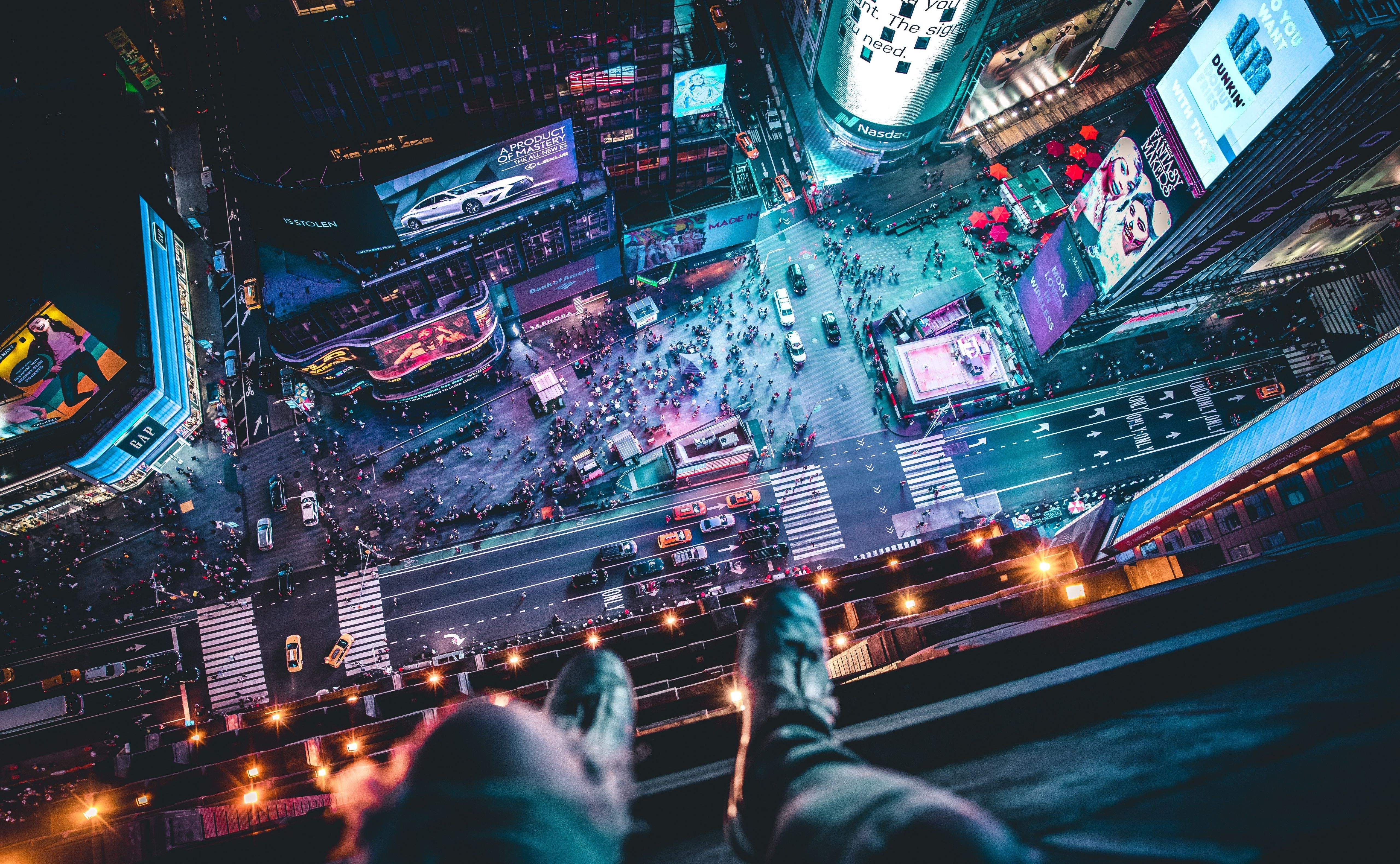 5120x3160 Wallpaper City, Lights, Cars, Night, Skyscraper, Street, People, New York For Mobile And Desktop, Section город, Resolution 5120x3160