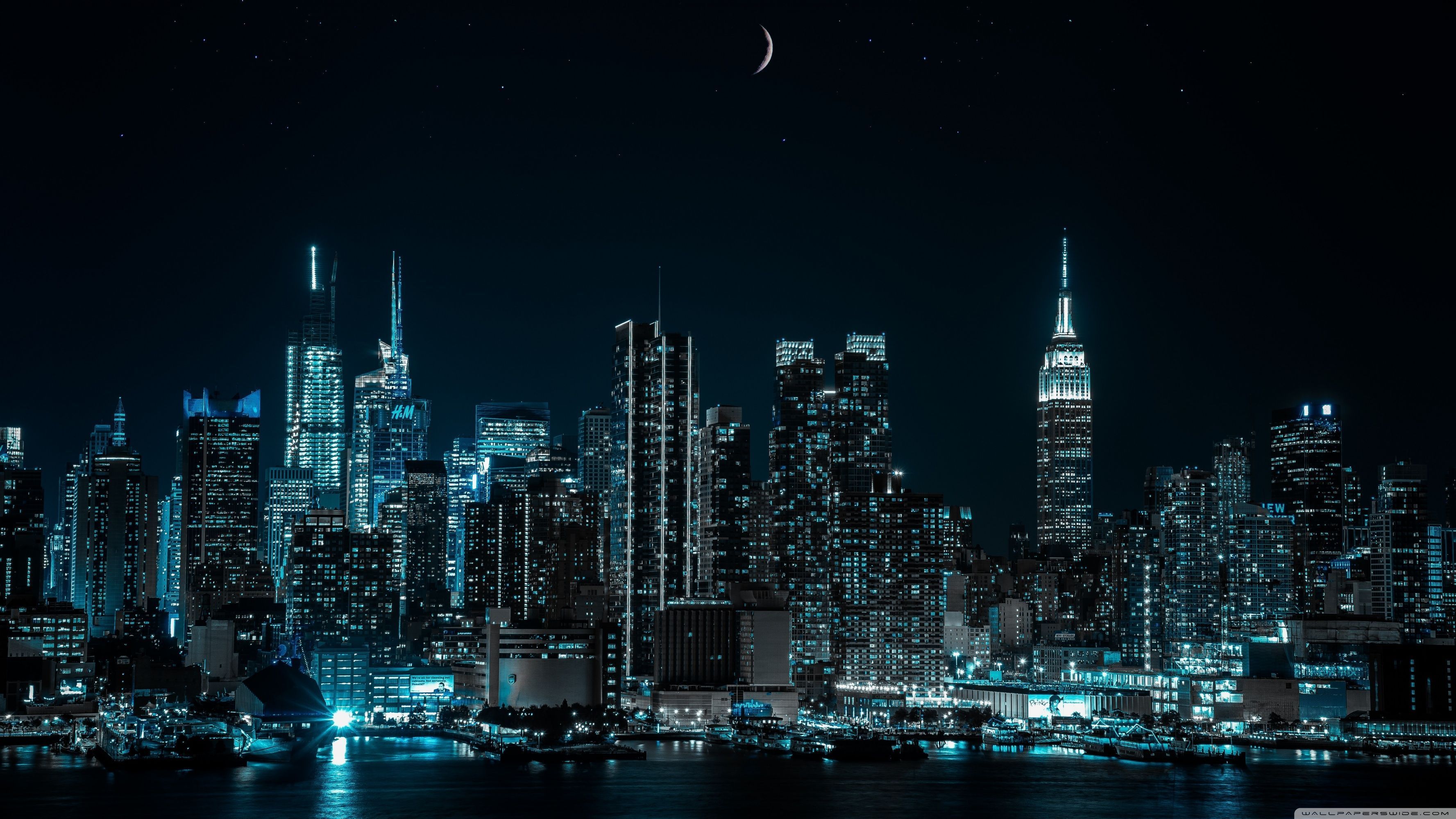 3554x1999 City Night 4K UHD Wallpaper for UltraHD Desktop and TV : Widescreen and UltraWide Display : Dual Monitor