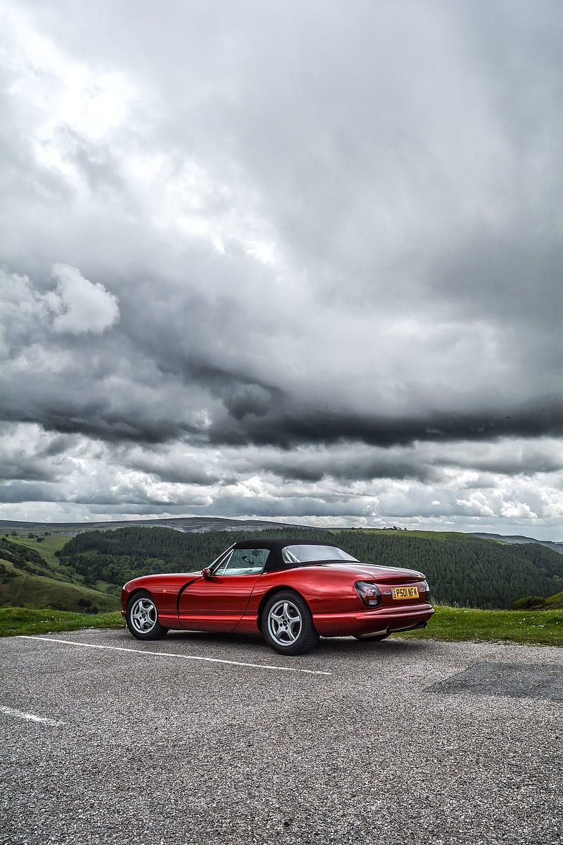 800x1200 Car, red, convertible, parking, nature, HD phone wallpaper