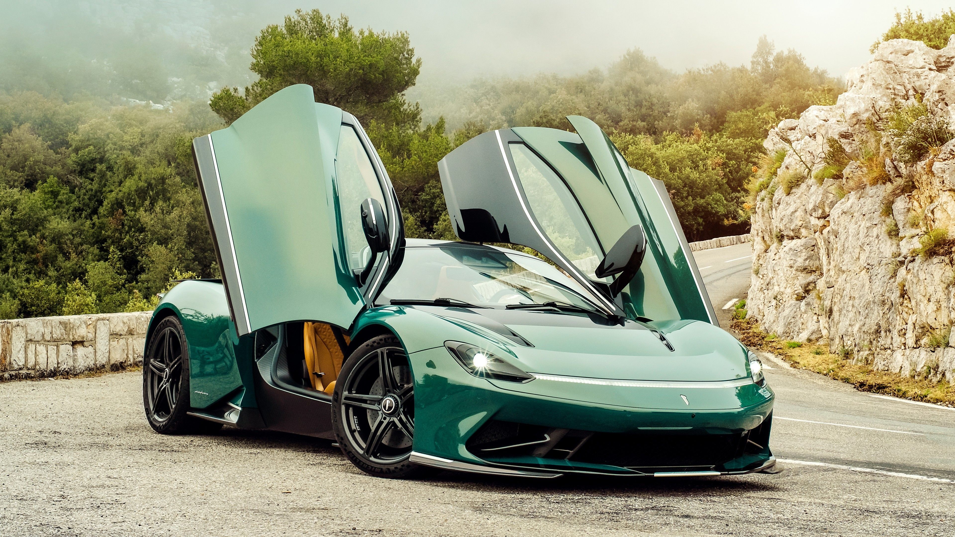3840x2160 Pininfarina Battista, Green, Car, Nature, Background 4K HD Cars Wallpaper