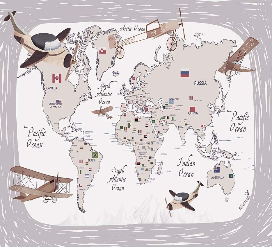 935x850 Vintage Flight Map