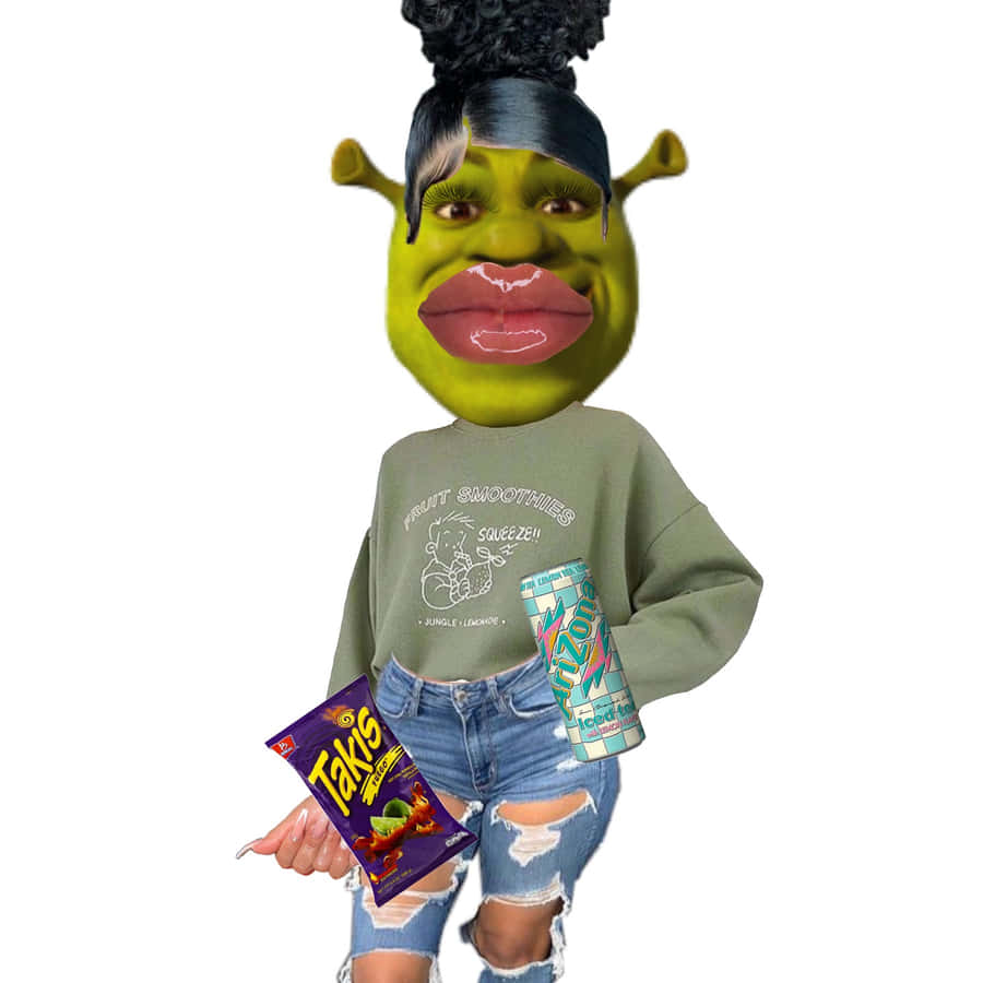 900x900 Download Baddie Shrek Meme Fashion Wallpaper