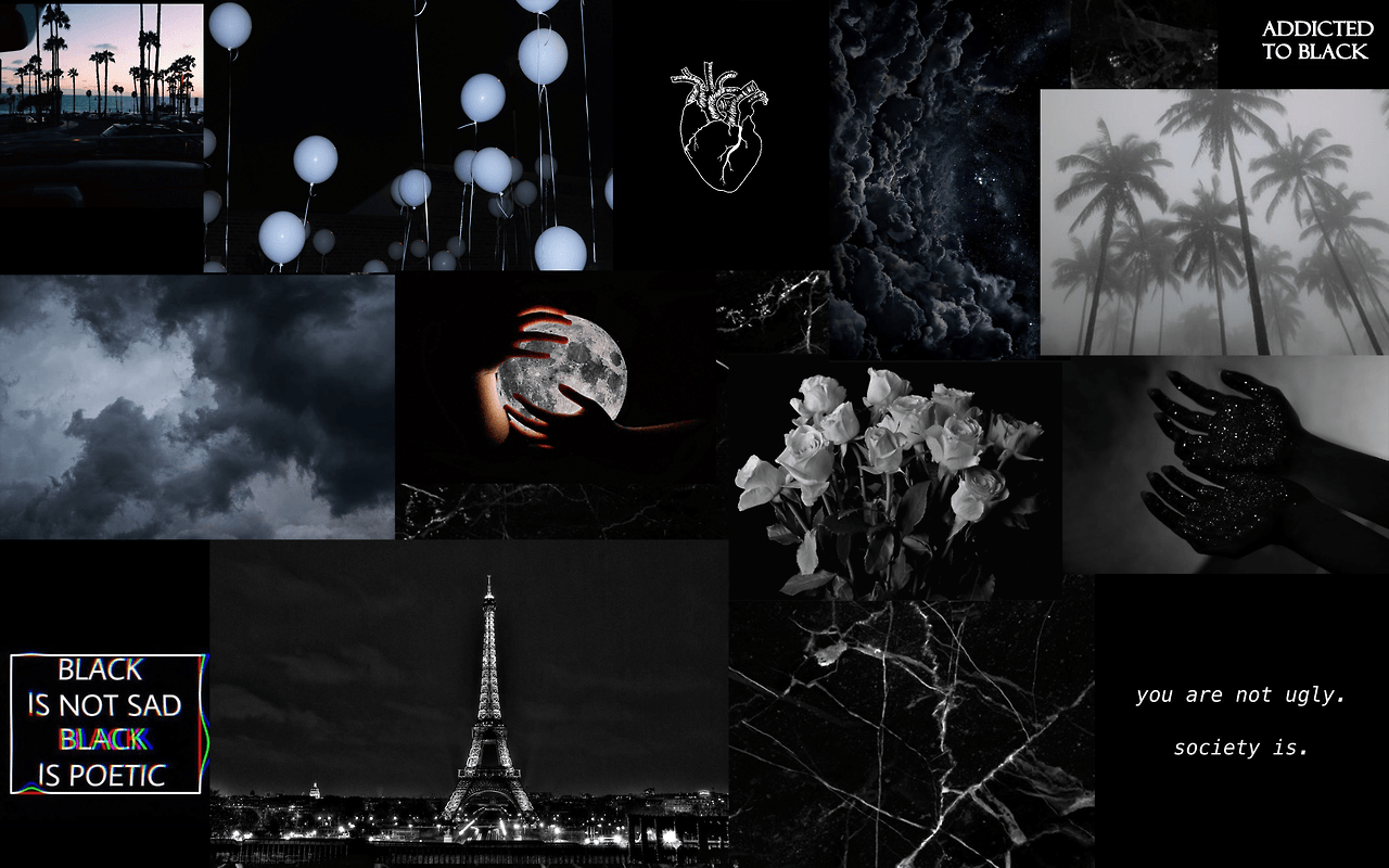 Black and white aesthetic laptop dark aesthetic collage HD wallpaper   Pxfuel