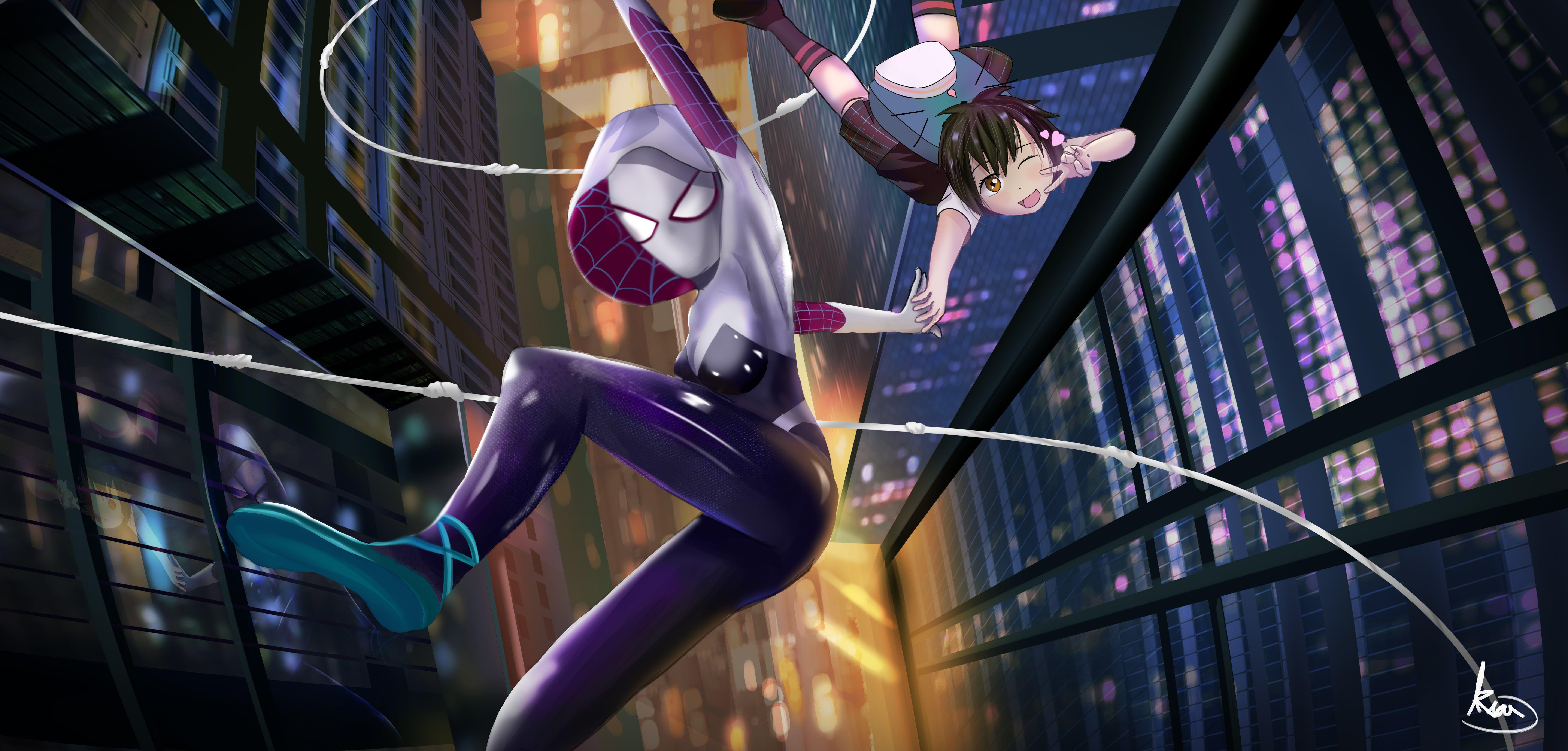 7323x3508 Movie, Spider Man: Into The Spider Verse, Peni Parker, Spider Gwen