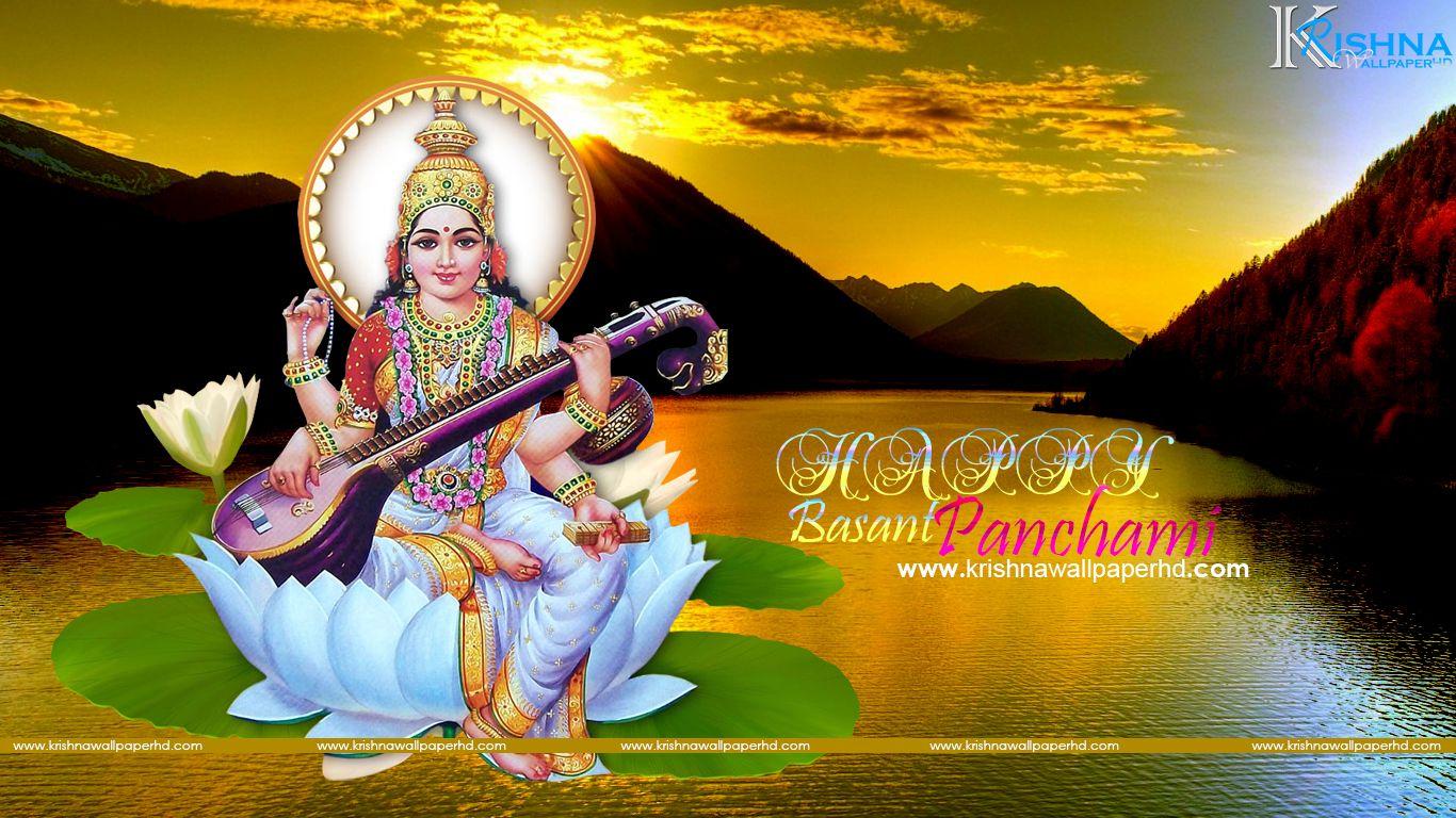 1366x768 Basant Panchami Wallpaper For Desktop HD Maa Saraswati