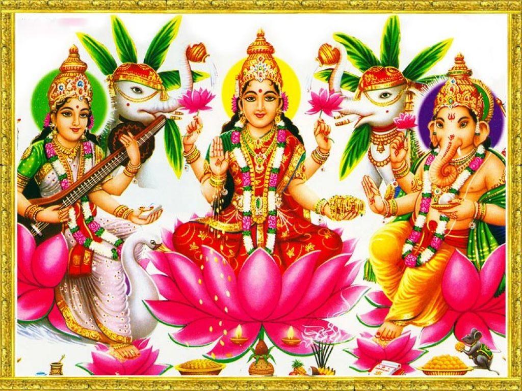 1024x768 Free download Ganesh Laxmi Saraswati HD WallpaperGanesh Laxmi