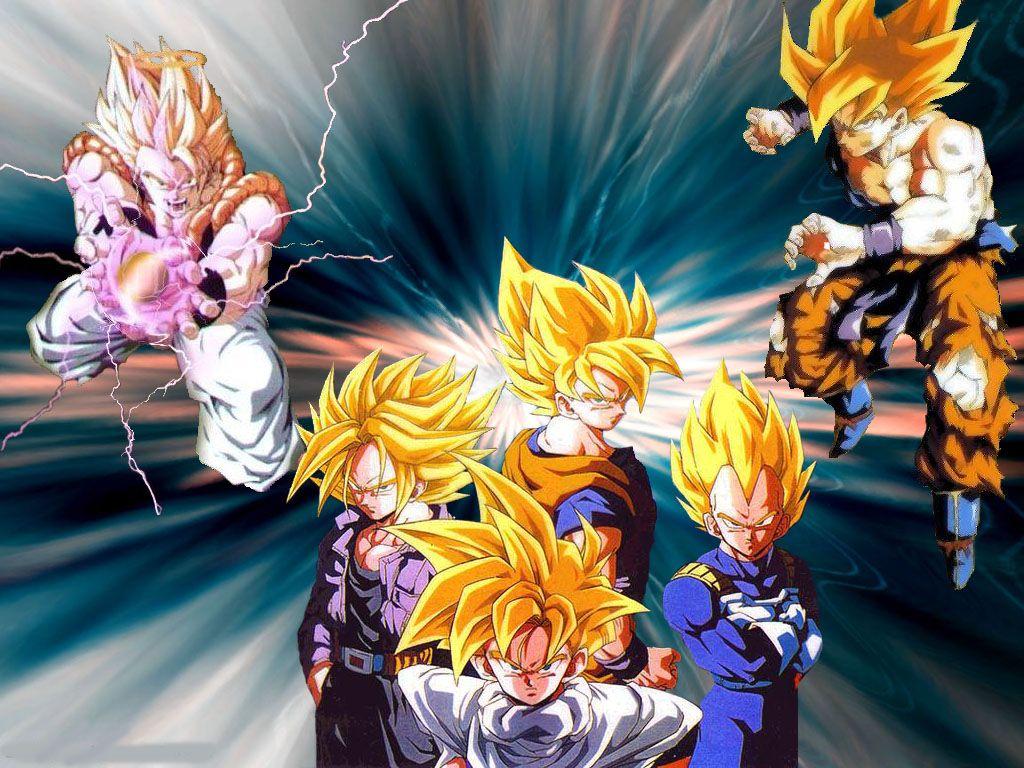 1024x768 Lord Kaldor Draigo Vs Goku, Vegeta, Trunks and Gohan