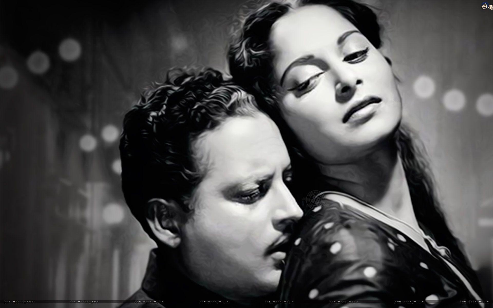 1920x1200 Guru Dutt & Waheeda Rehman romance in iconic movie, Pyaasa