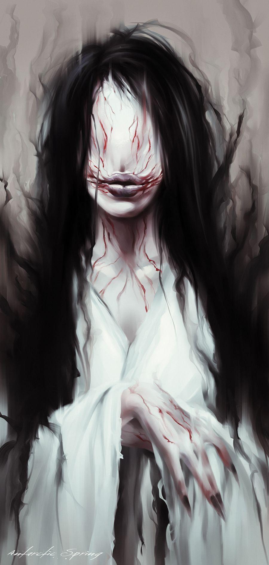 900x1890 Yurei by AntarcticSpring. dark side. Horror art, Art, Creepy art