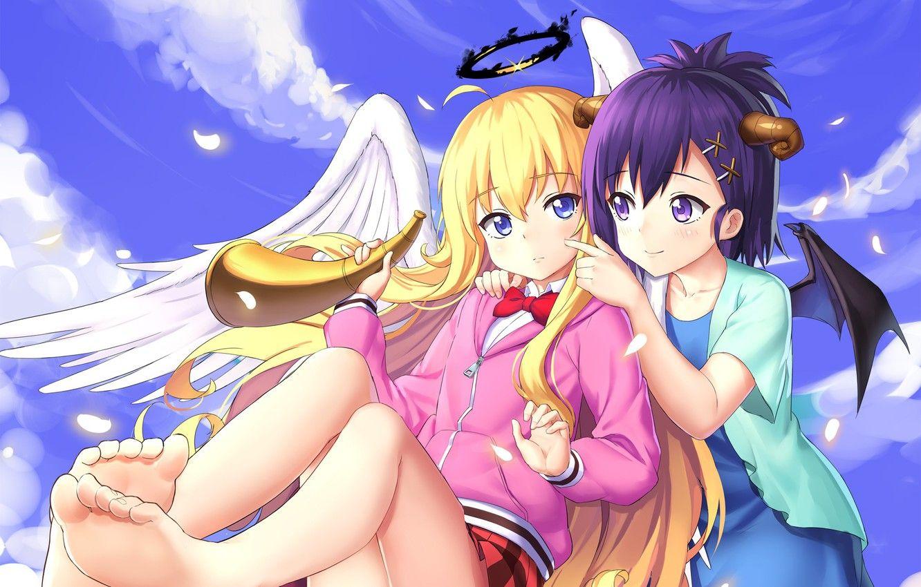 1332x850 Wallpaper devil, anime, wings, beautiful, pretty, beauty, angel, asian, cute, manga, japanese, oriental, asiatic, sugoi, subarashii, bishojo image for desktop, section сёдзё