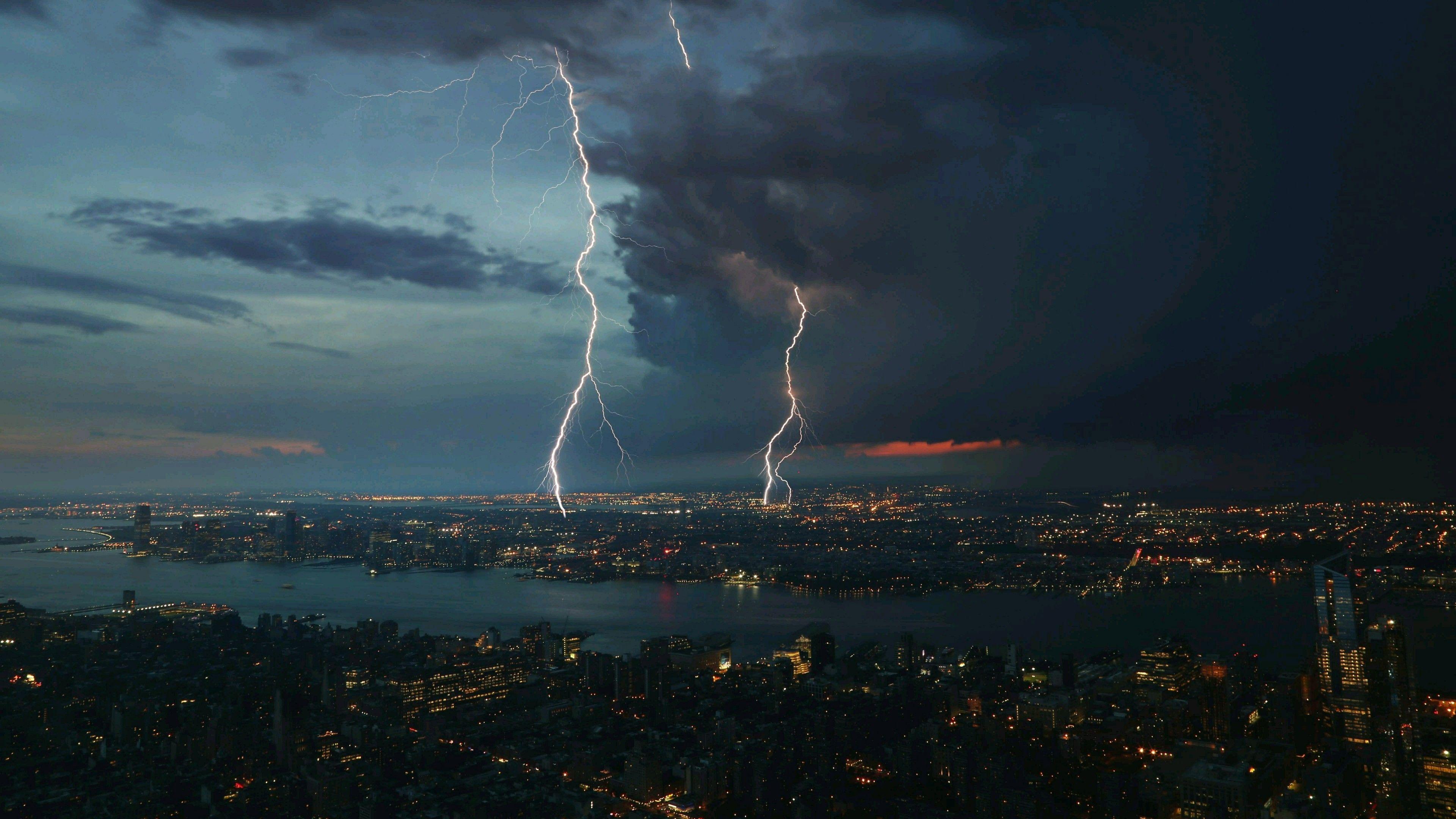 3840x2160 1920x Thunderstorm Wallpaper City