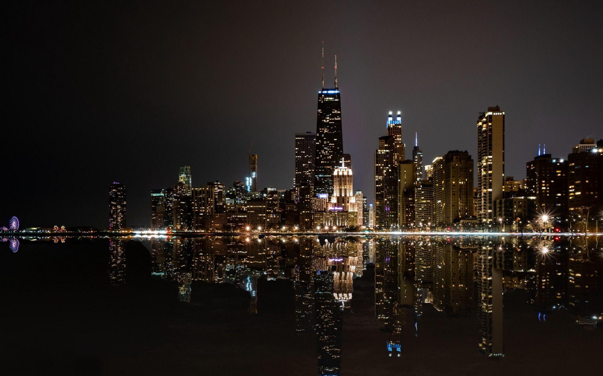 1920x1200 Download wallpaper Willis Tower, Chicago, night, skyscrapers