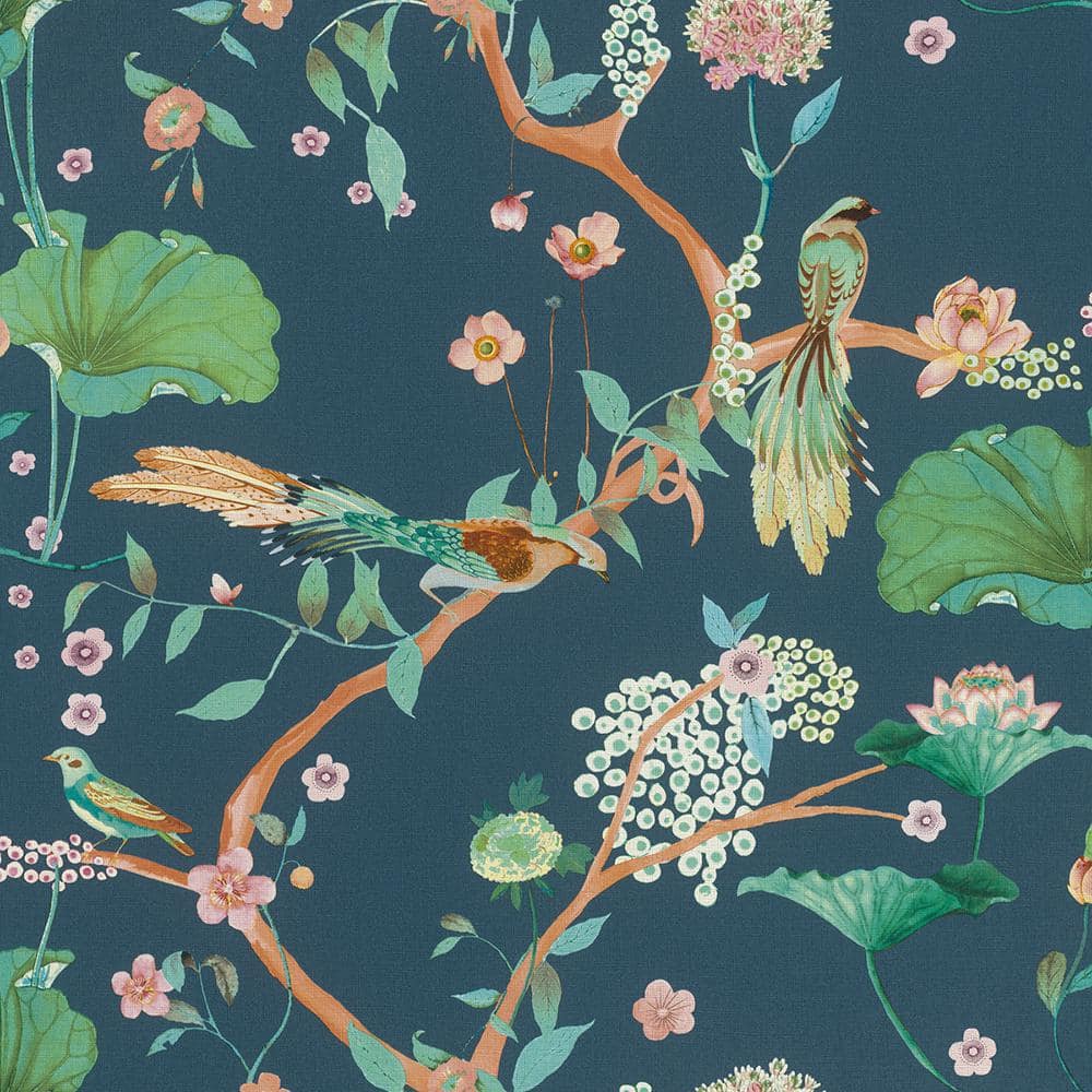 1000x1000 Advantage Asa Blue Whimsical Trail Wallpaper Sample 4035 539462SAM Home Depot