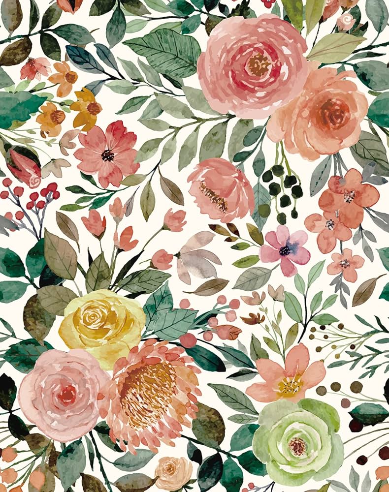 790x1000 JiffDiff Floral Wallpaper Peel and Stick Pink Floral Wall Mural Removable Peony Roses Wallpaper Nursery Wall Decor (Camellia, 17.7 X 393.7) : Home & Kitchen