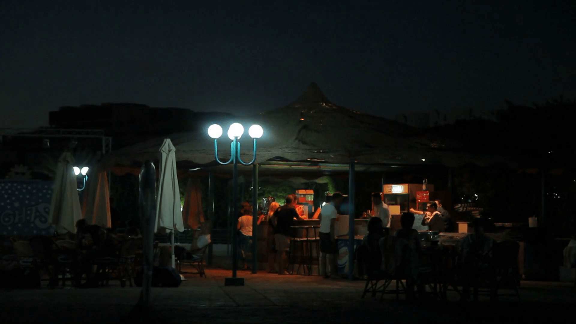 1920x1080 Bar in resort building in Egypt at night Stock Video Footage
