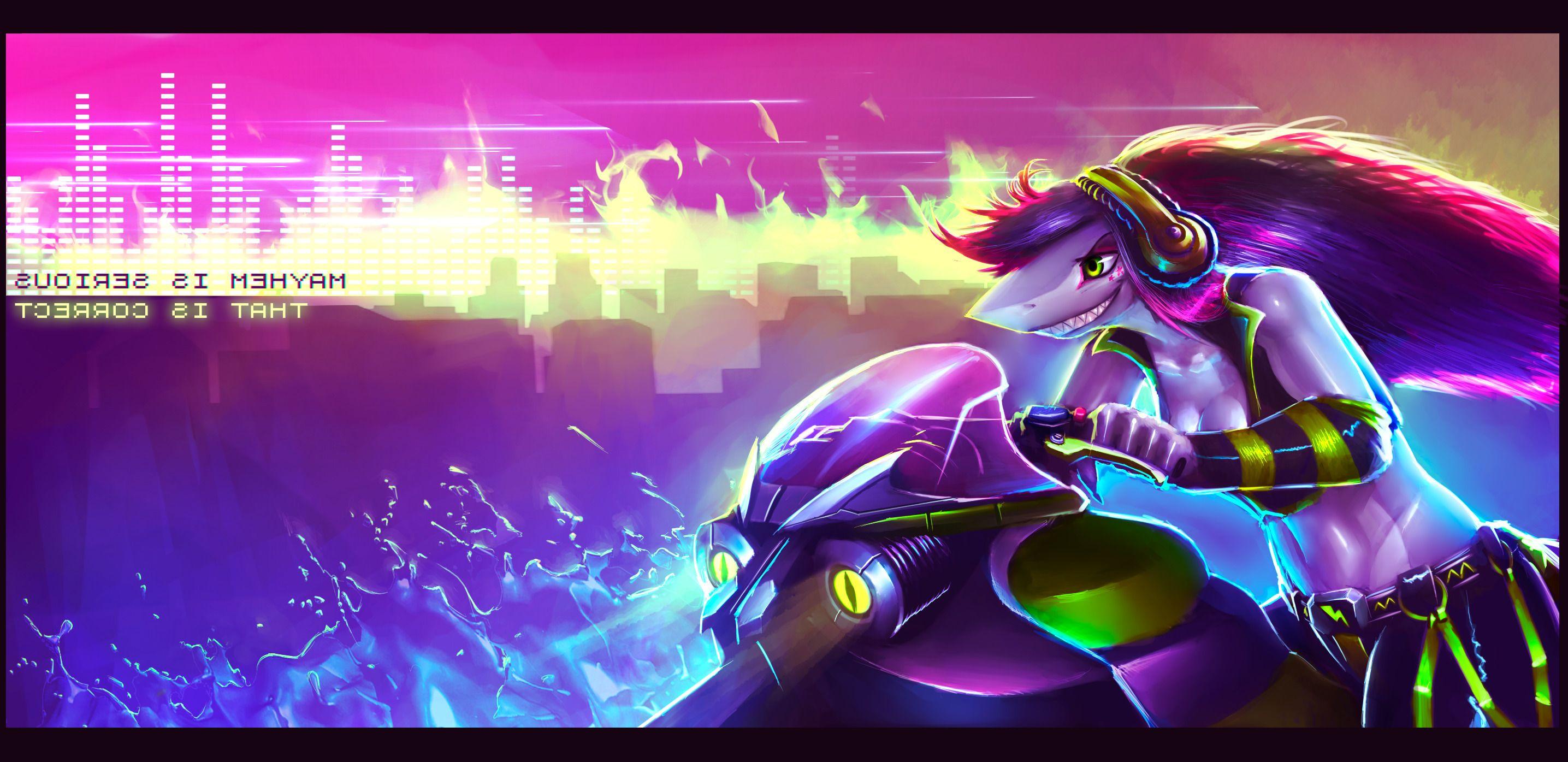 2871x1395 Furry Anthro Mayhem Lapfox Motorcycle Wallpaper And