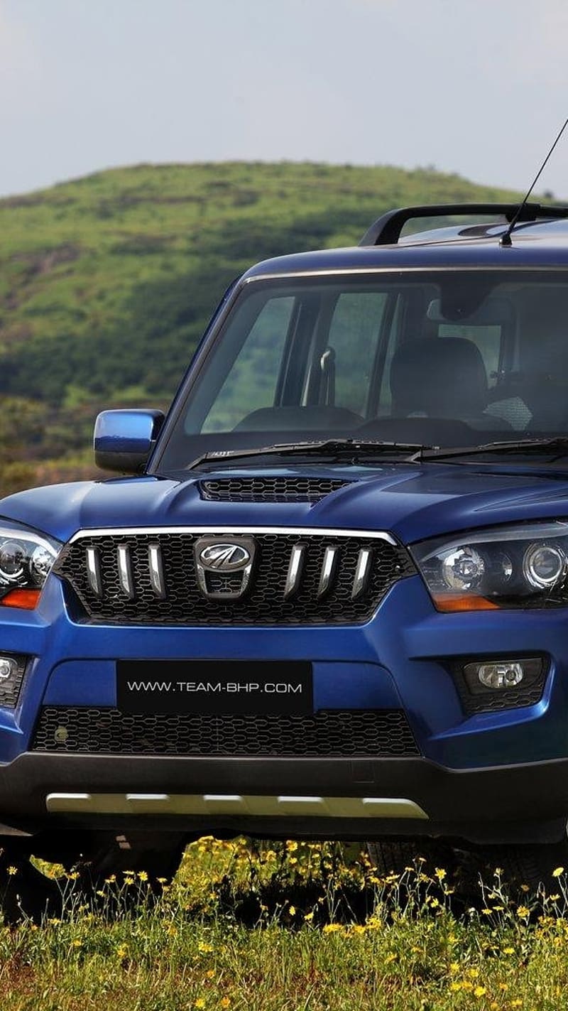 800x1423 Scorpio S blue car, car, blue, HD phone wallpaper