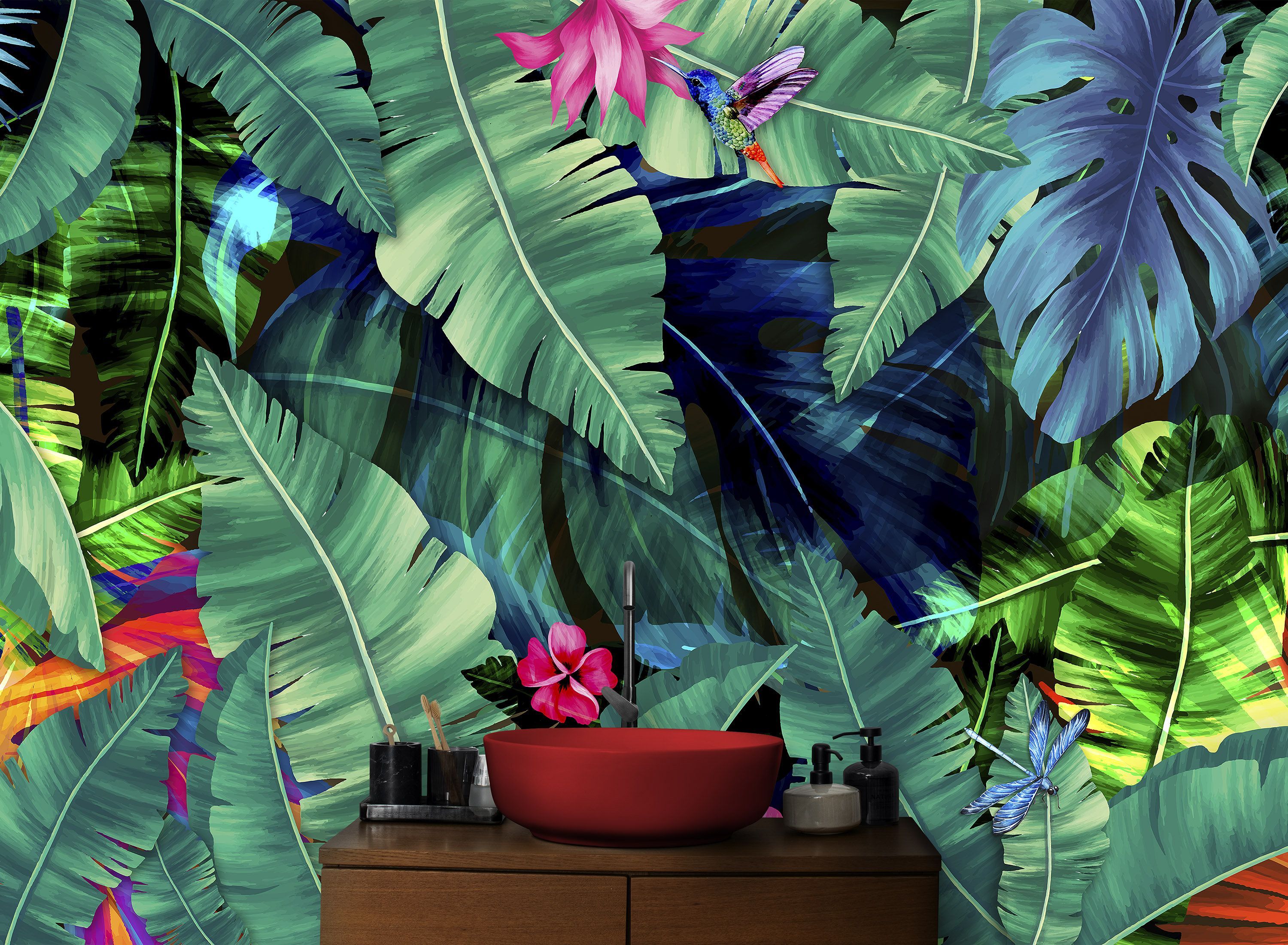3000x2200 Rainforest Wallpaper Jungle Wallpaper Tropical Wall Mural Green Flowers Wall Decor Palm Tree Leaves Wallpaper Bedroom Decor Nursery