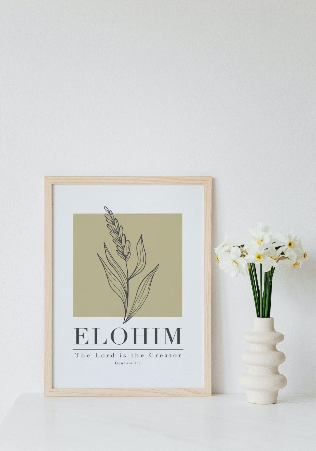 1080x1542 Elohim Hebrew Name of God Art: Minimalist Bible Verse (digital Download)