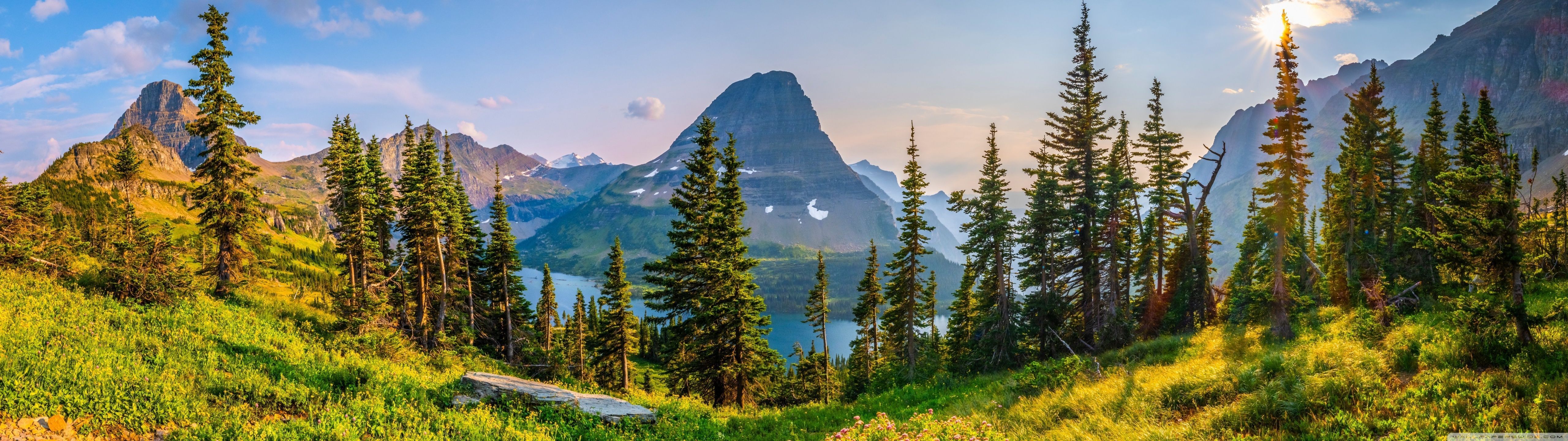 5120x1440 Panoramic View of a Mountainous Landscape 4K UHD Wallpaper for UltraHD Desktop and TV : Widescreen and UltraWide Display : Dual Monitor : Smartphone and Tablet Devices