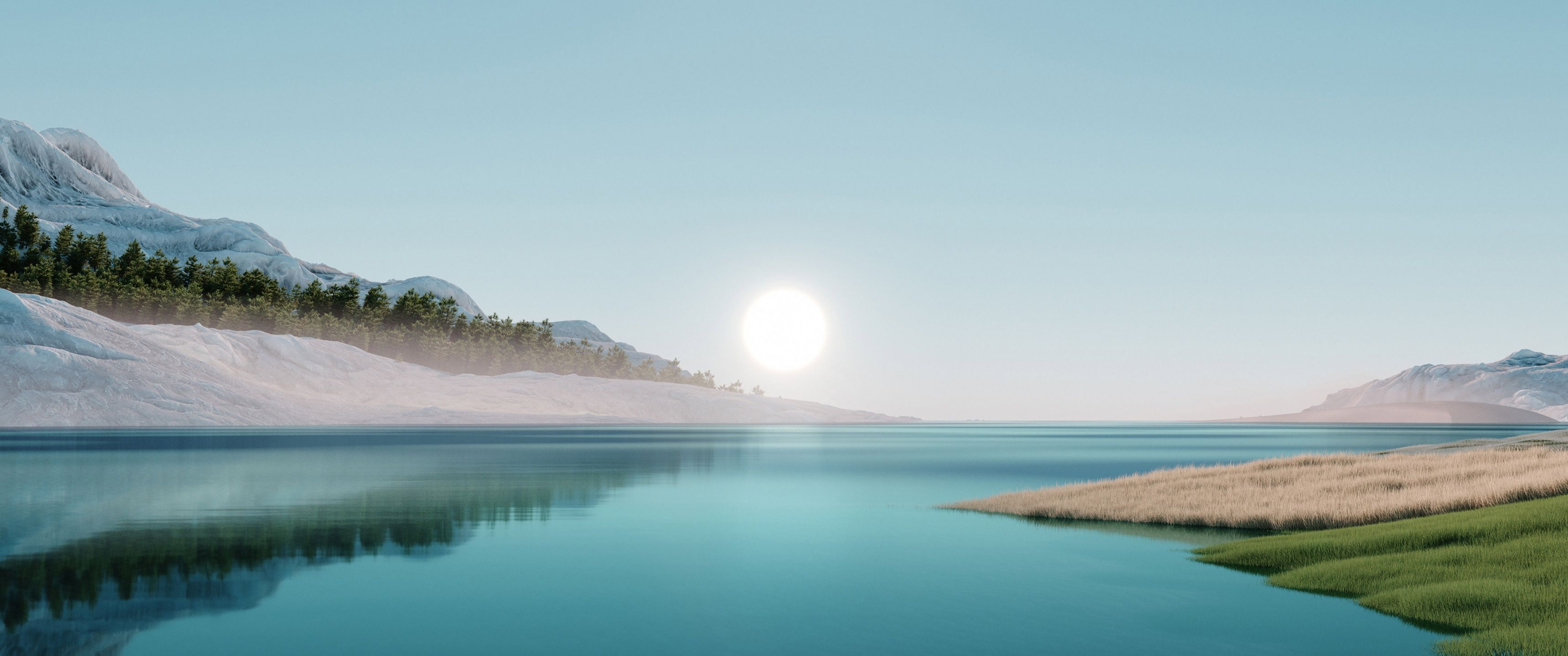 3440x1440 Windows 11 Wallpaper 4K, Landscape, Scenery, Sunrise