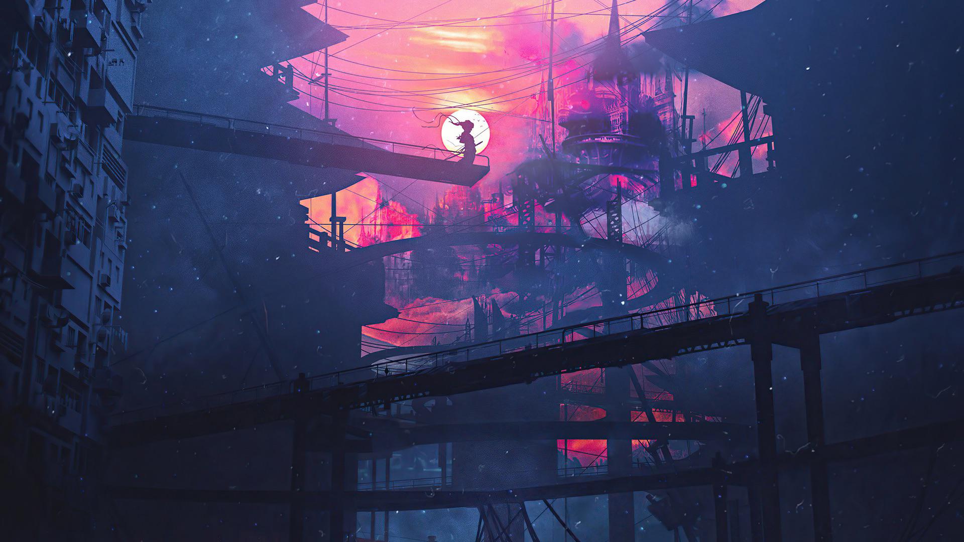 1920x1080 Samurai and Bridge [1920x1080]