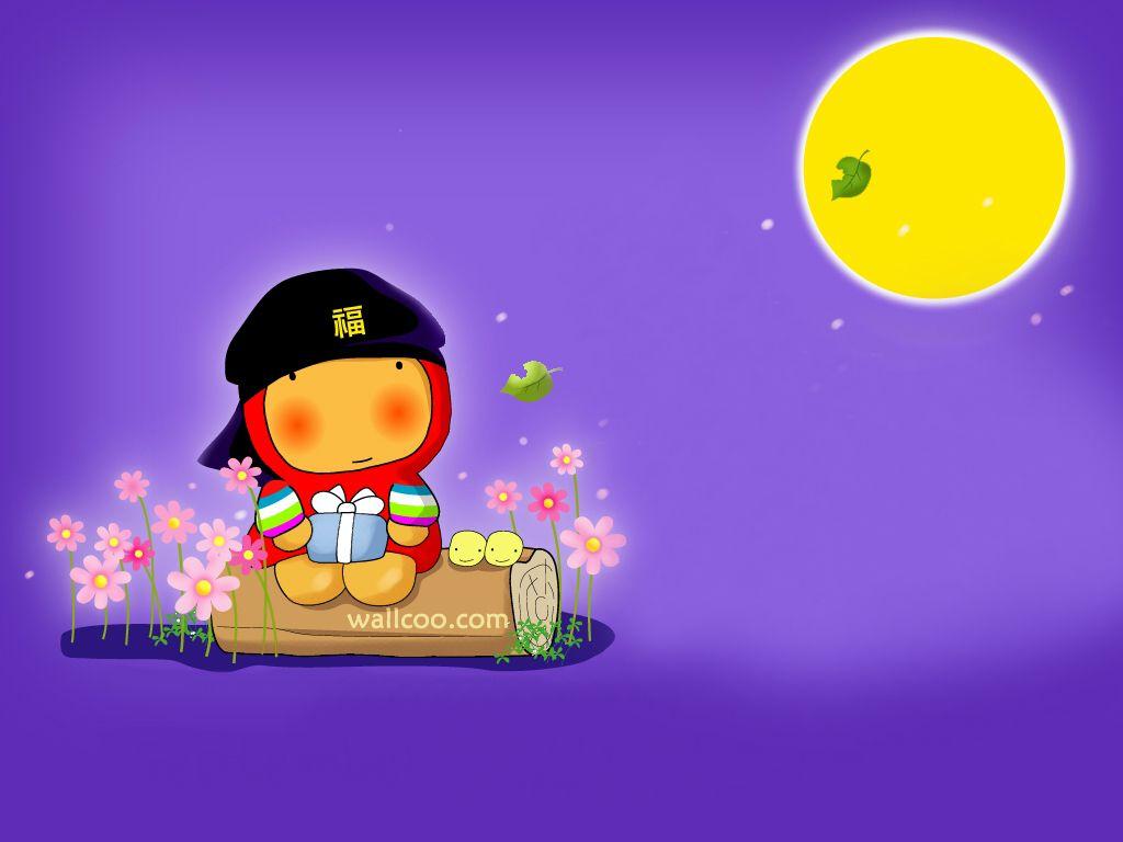 1024x768 Mid Autumn Festival Cartoon Wallpaper 1024x768 NO.5 Desktop