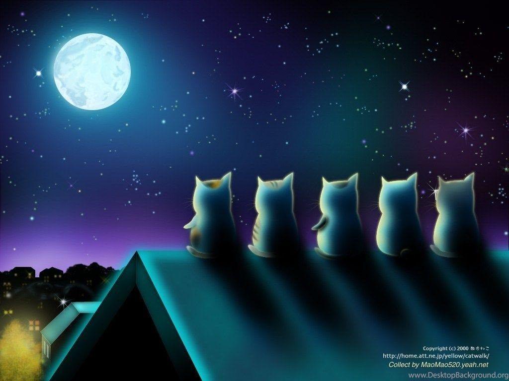 1024x768 Happy Mid Autumn Festival Cat Wallpaper