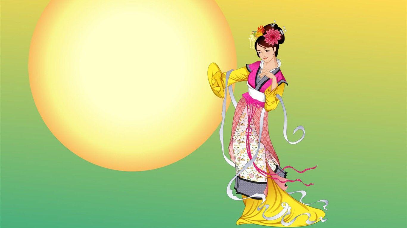 1366x768 Free download Mid Autumn Festival Moon beautiful wallpaper