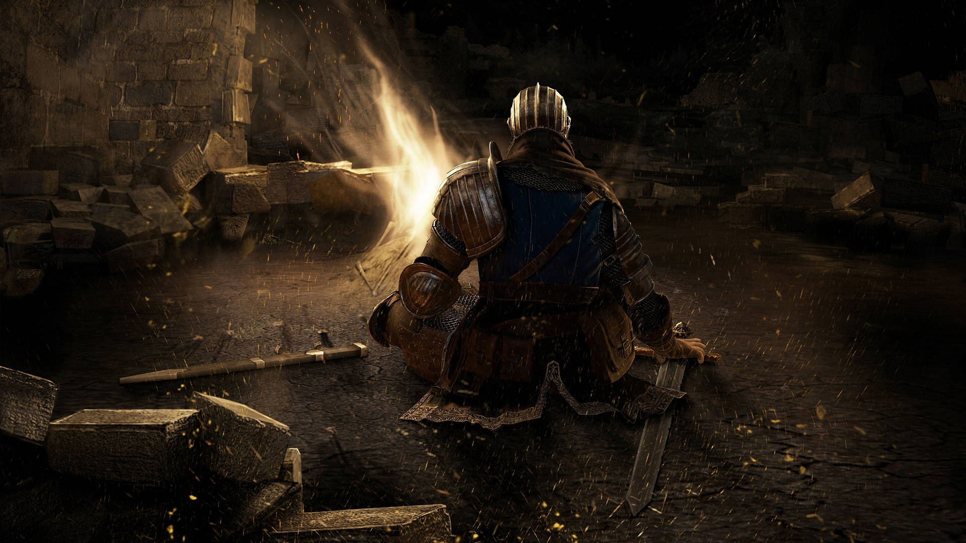 1920x1080 Download Dark Souls 4k Knight And Bonfire Wallpaper