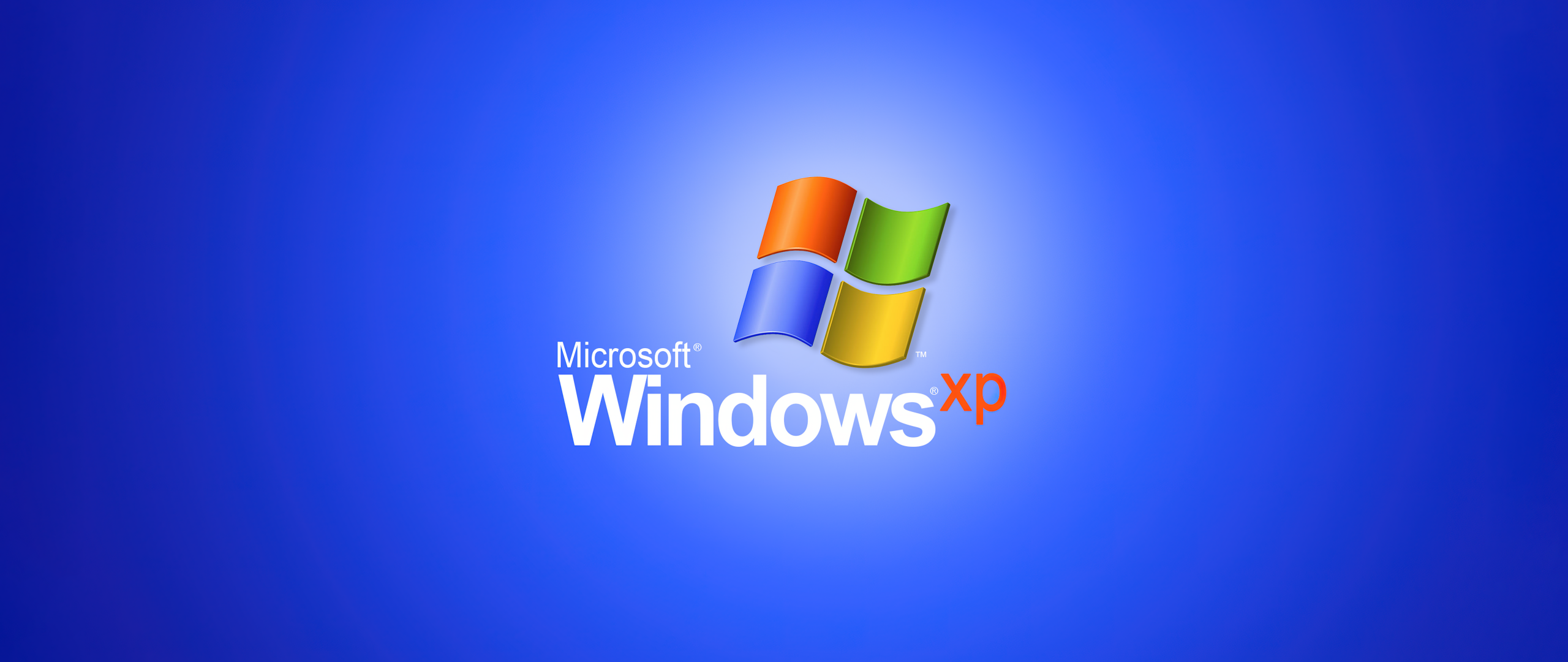 2560x1080 Windows XP Wallpaper 4K, Logo, Blue background, 5K