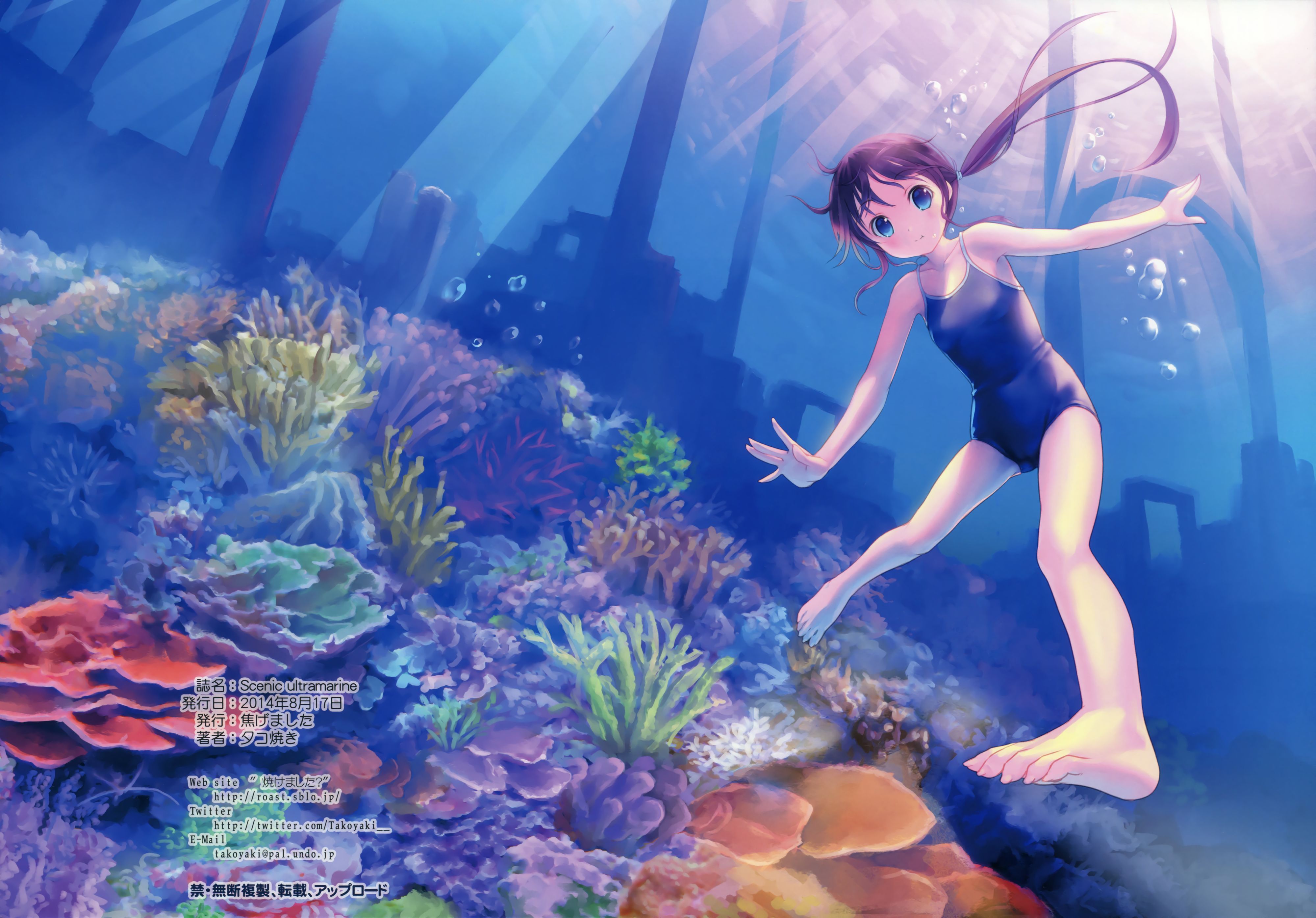 4000x2789 Phone wallpaper: Anime, Underwater, Swimming, Swimsuit, Water 793392