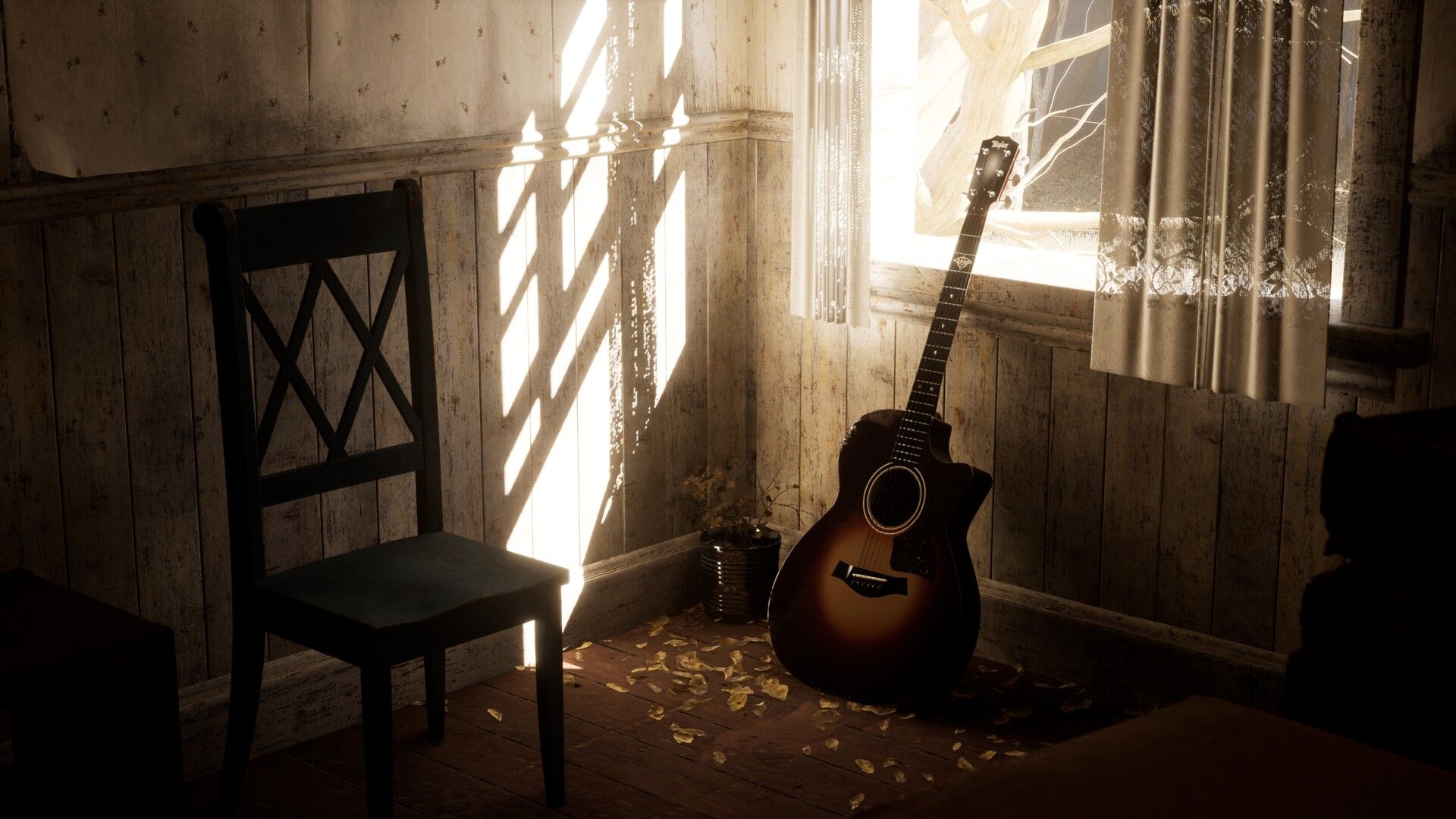 1920x1080 Ellie guitar. Scene from the game The Last of Us Part II. UE5
