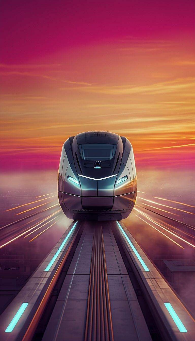 768x1344 Free and customizeable futuristic maglev train templates