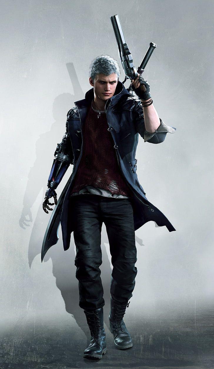 728x1251 HD wallpaper: man holding a pistol game character, Devil May Cry 5