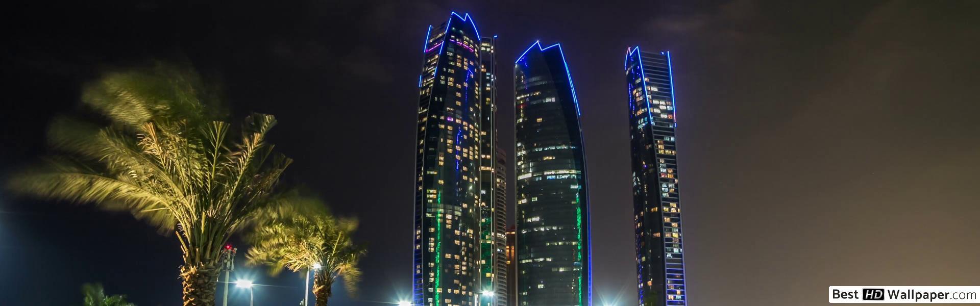 1920x600 Etihad towers, abu dhabi arab emirates HD wallpaper download