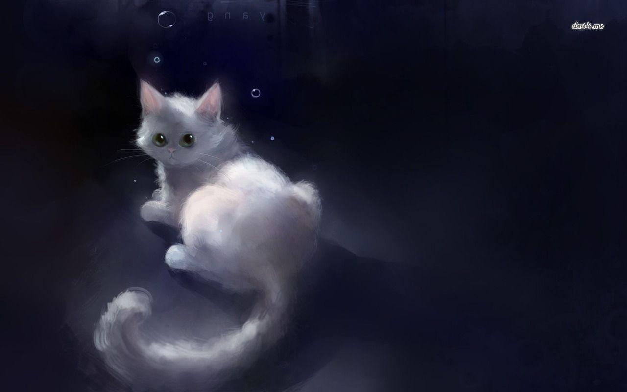 1280x800 White kitten and bubbles wallpaper wallpaper
