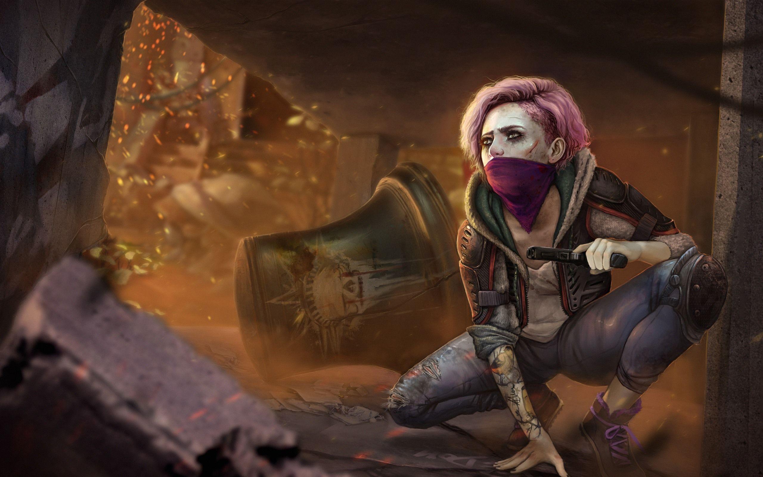 2560x1600 Wallpaper Homefront: The Revolution, girl, mask, gun 5120x2880 UHD
