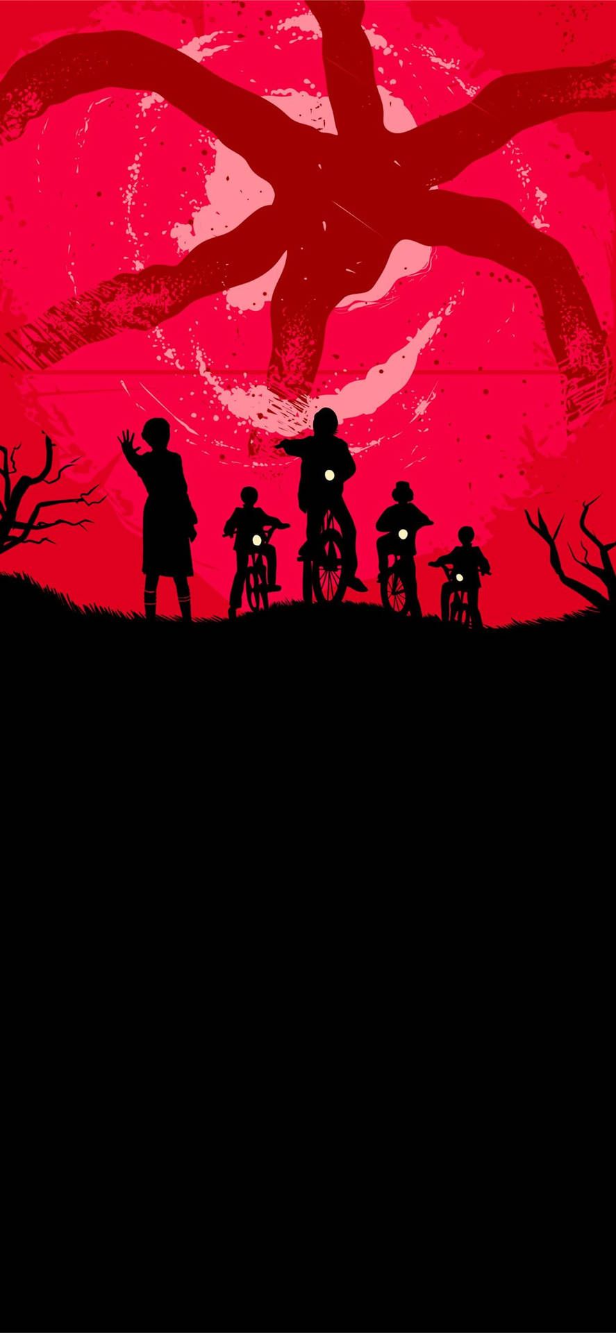 887x1920 Download Fighting Mind Flayer Stranger Things Phone Wallpaper