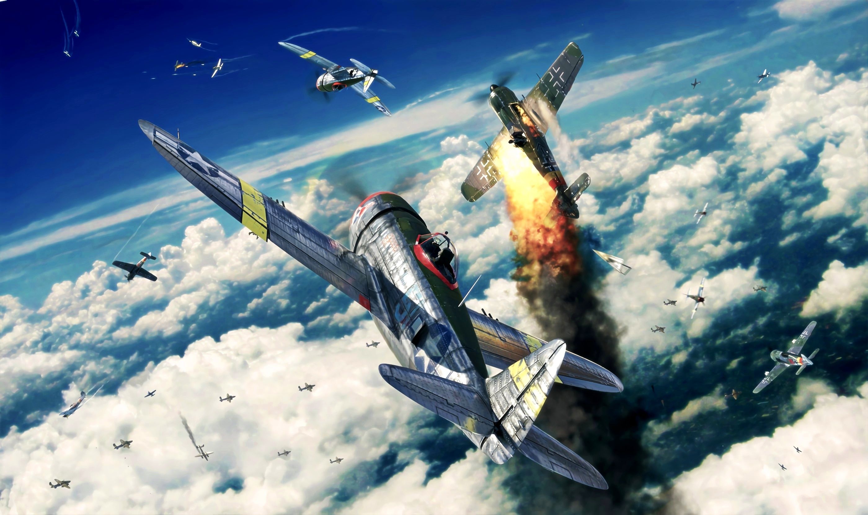 2800x1662 Wallpaper Thunderbolt, P Dogfight, WWII, Fw. Jug, P 47D For Mobile And Desktop, Section авиация, Resolution 2800x1662