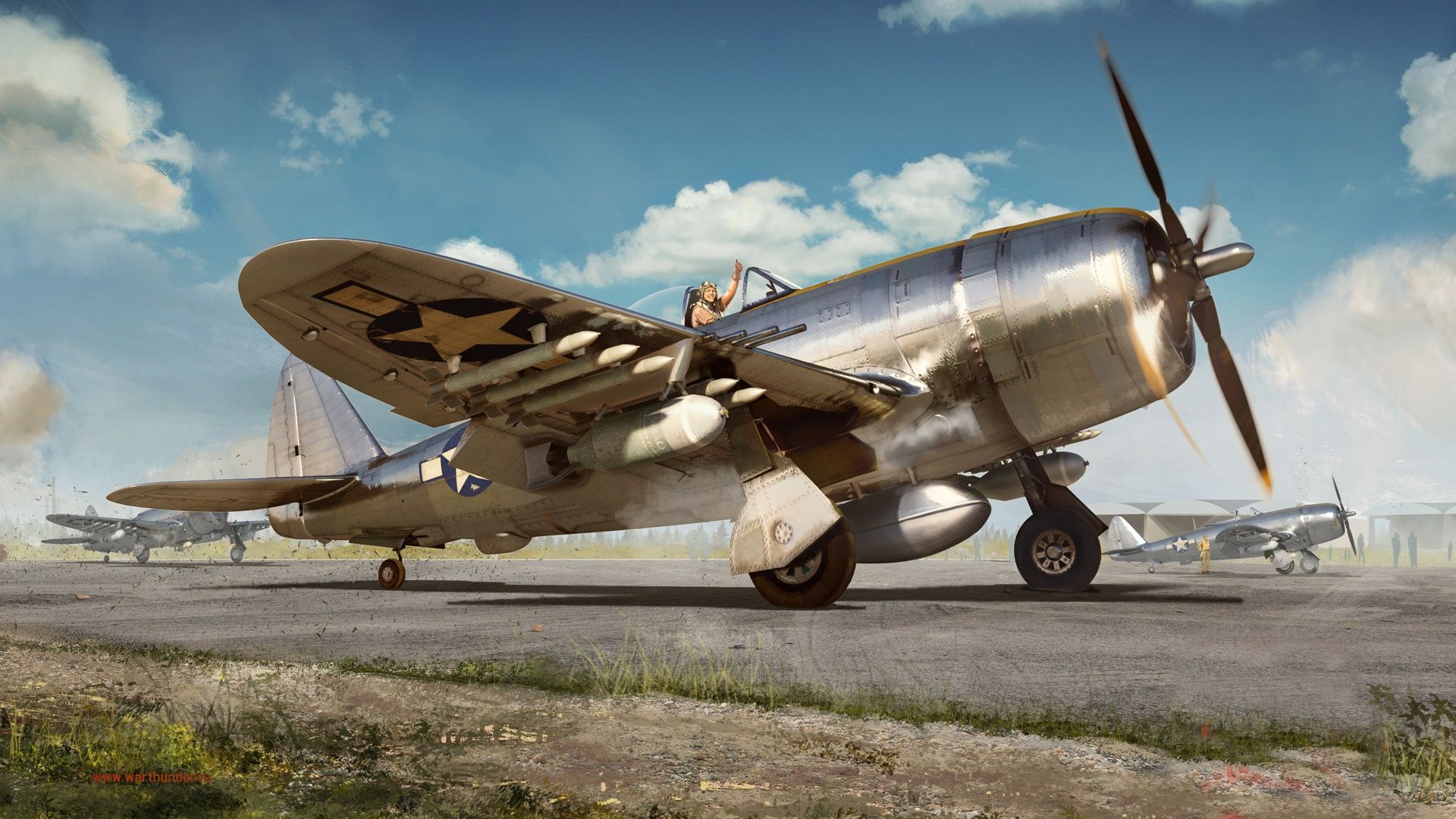 1920x1080 Wallpaper Thunderbolt, UNITED STATES AIR FORCE, Fighter Bomber, P Republic, War Thunder For Mobile And Desktop, Section игры, Resolution 1920x1080