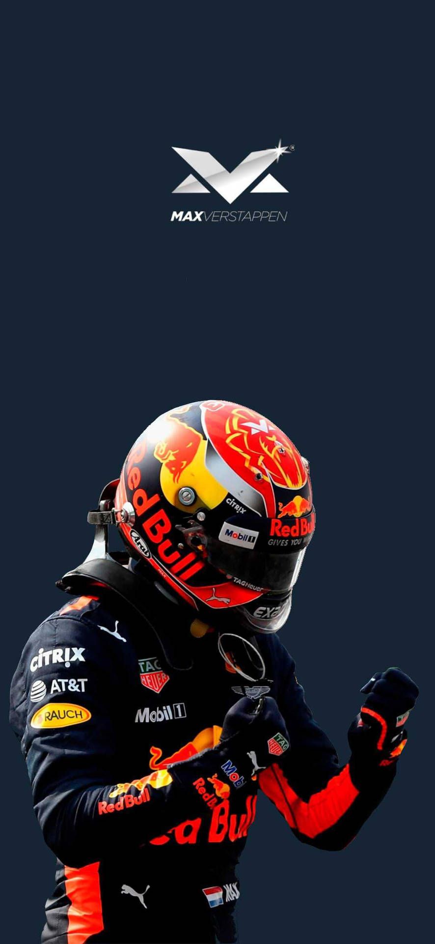 886x1920 Download Max Verstappen in his Red Bull Racing Suit Wallpaper