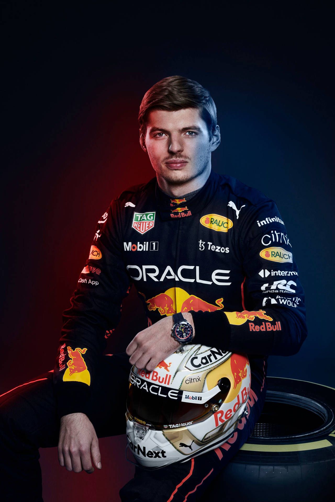1280x1920 Download Red Bull Racing Max Verstappen Helmet Wallpaper