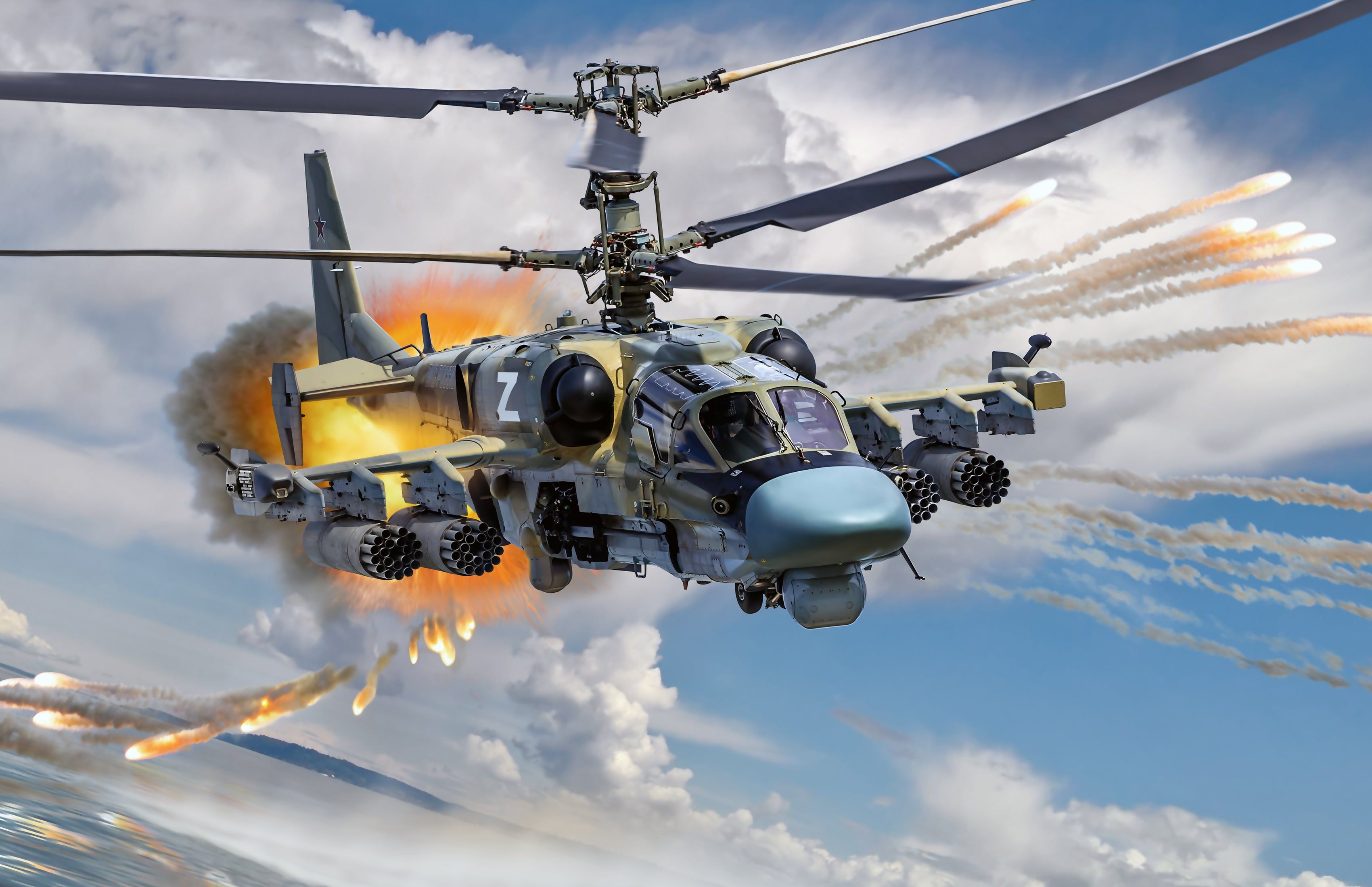 3400x2200 Russian Federation Kamov Ka 52 Over Ukraine, By Ron Cole
