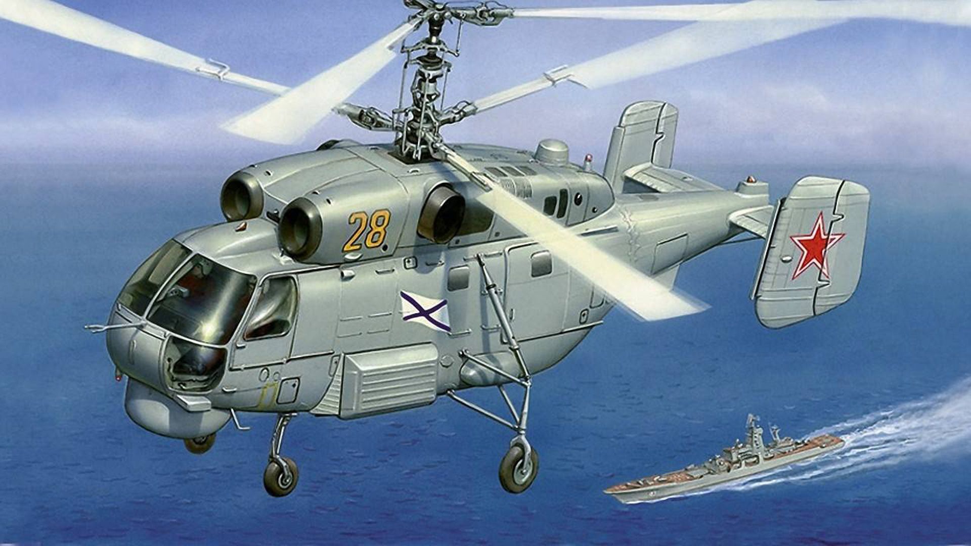 1920x1080 Wallpaper Figure, Ship, Helix, Ka The Kamov Design Bureau, Helicopter Anti Submarine For Mobile And Desktop, Section авиация, Resolution 1920x1080