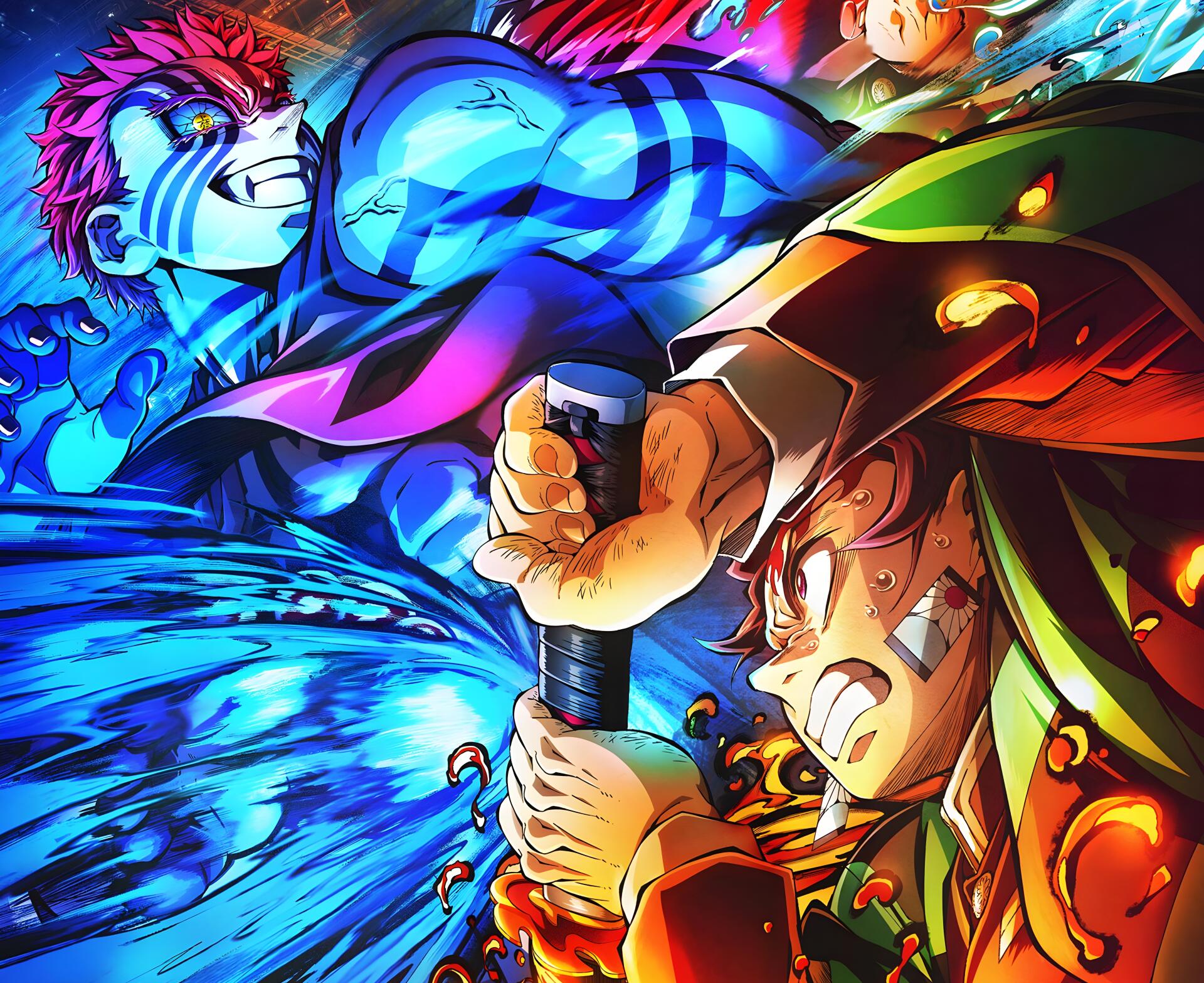 1920x1567 Demon Slayer 4K Epic Showdown: Tanjiro vs Akaza Castle Battle
