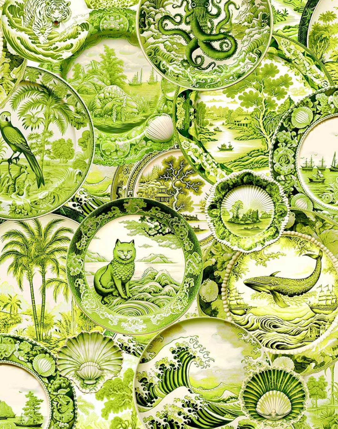 1080x1370 Whimsical Willow Plates, Chartreuse