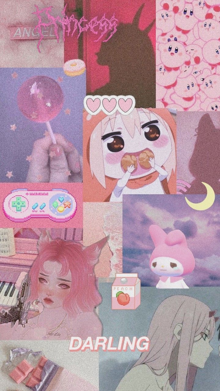 720x1278 tumblr#collage#anime#cute#sad#pink#kawaii#aesthetic#wallpaper