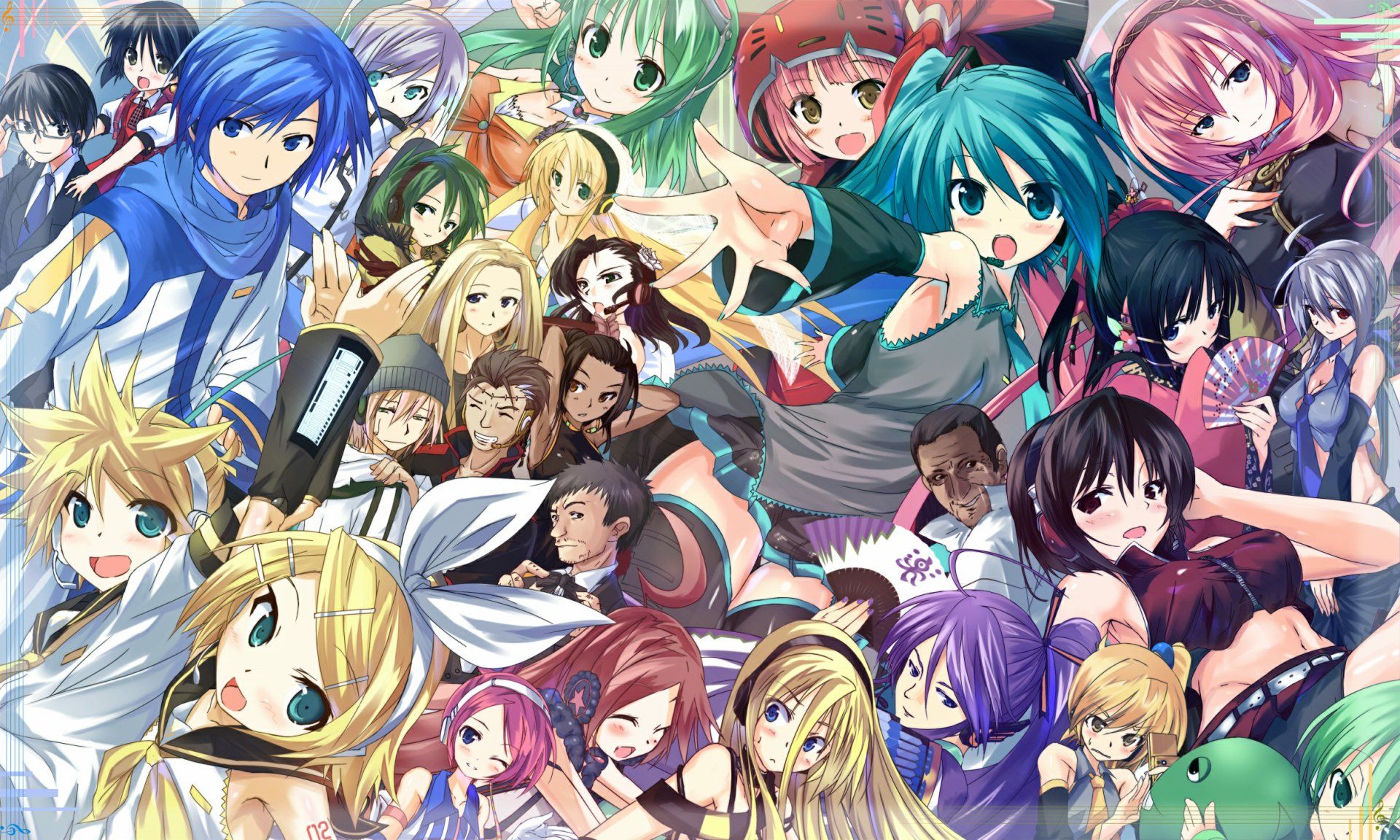 1920x1152 Vibrant Vocaloid Anime HD: Ultimate Character Collage Wallpaper