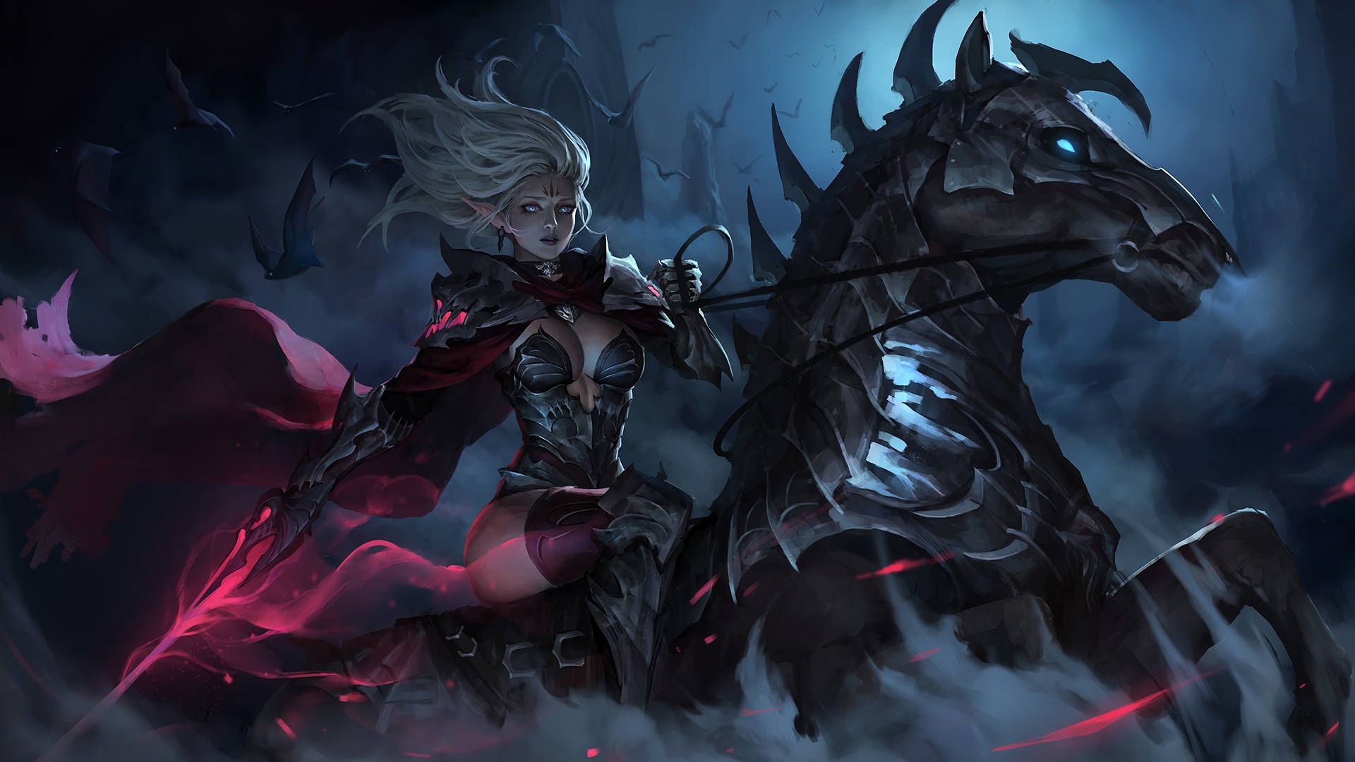 1920x1080 Download Female Dark Elf Knight Wallpaper